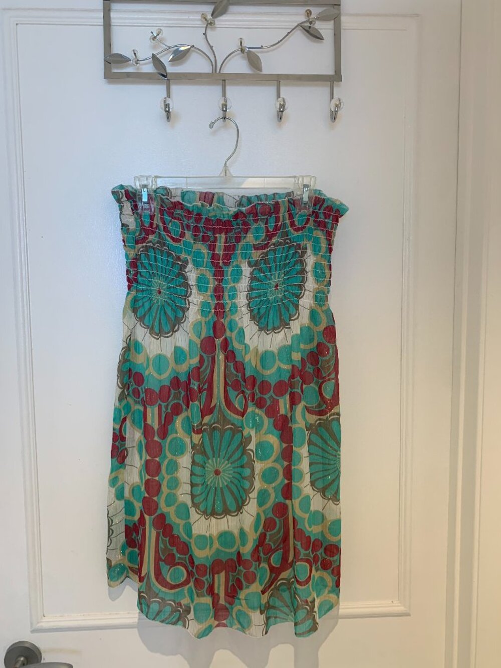 LSpace Teal White Burgundy Dress Size L-Gently Used